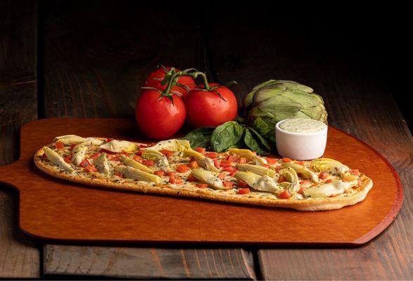 Creamy Pesto Artichoke Flatbread