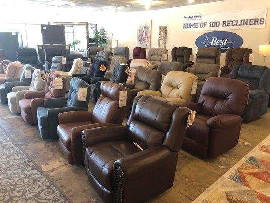 We have over 100 recliners in stock guaranteed!