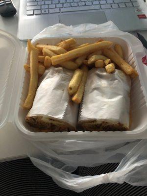 Chicken cheesesteak and fries