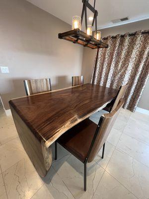 Double Waterfall Dining Table + Chairs