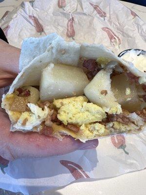 Breakfast Burrito - loosely stuffed with not a lot going on