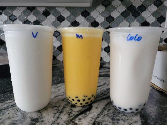 Vanilla, mango, and coconut bubble tea