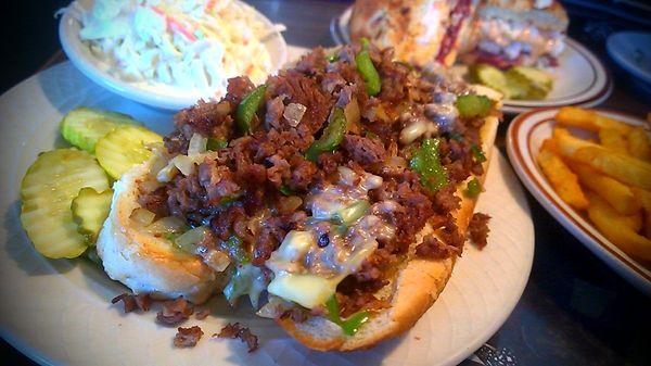 Double Damn Philly Steak Sub with Soup , Coleslaw and Fries  10 bucks outstanding Love