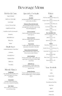 Cocktail menu