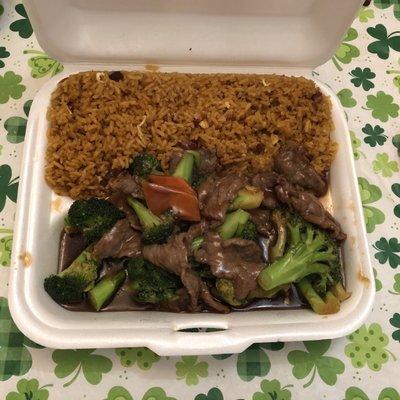 Beef w. Fresh Broccoli and Roasted Pork Rice!