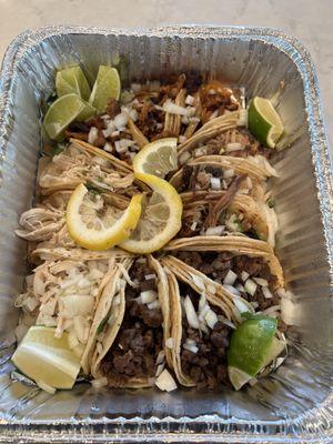 12 Taco Combo (carne asada, chicken, pastor, carnitas).