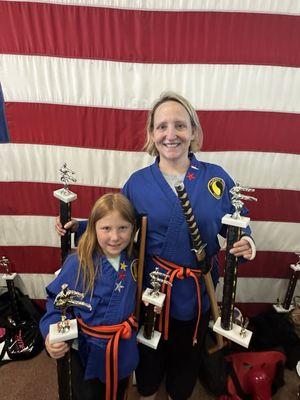 Daughter and Mom karate duo.