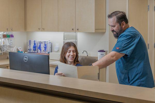 Our amazing receptionists and nurses work hand-in-hand to create a welcoming and efficient front desk experience for our patients.