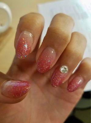 Pink glitter ombre nails!