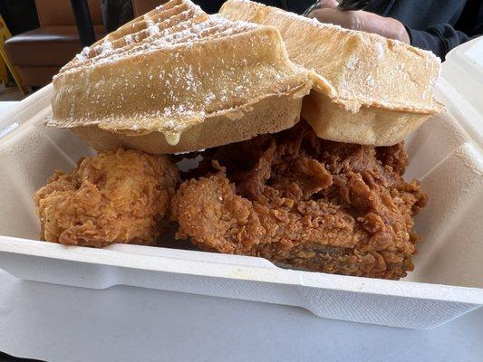 1 waffle and 3 pcs mix chicken