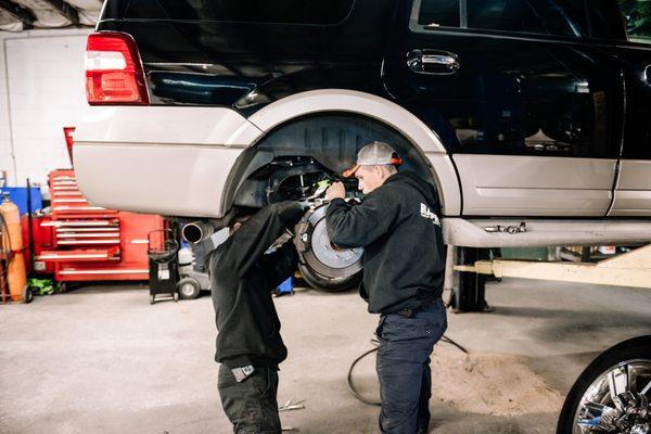 Metal on metal is one of the worst conditions that leads to very expensive repairs on your vehicle. We make sure to inspect your brakes!