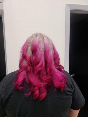 Pulp riot balayage over natural silver & white (pre-softened so color will stay)