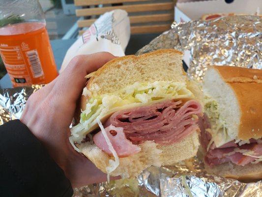 Dude, look at the size of this "small" ham sub!!