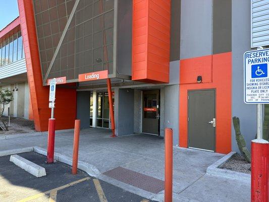 Outside facility office and access door with keypad