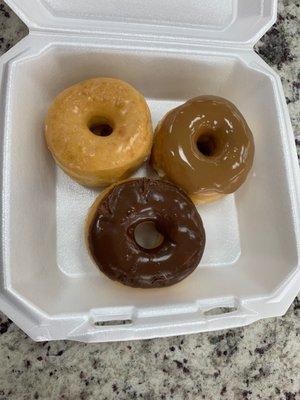 Glazed, Maple & Chocolate donut!