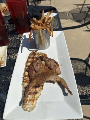 Rainbow Trout & Deep Fried Quail Breast