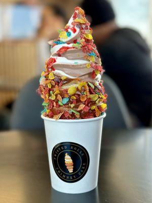 Fruity Pebbles Chimney Cake