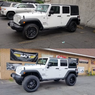 Here is a before and shot after we installed a 3" #BDSsuspension lift,   on some Fuel wheels and Mastercraft MXT tires.