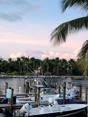 Marina and private island behind the Tiki Bar.