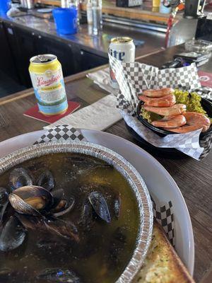 Mussels and peel & each shrimp