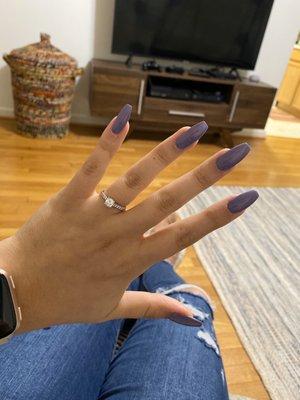 Visit #2 - these are actually color changing nails and when cold they turn purple or blue when warm.