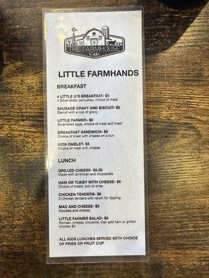 Children's menu