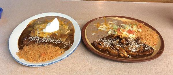 Enchiladas jalisco and pollo mole