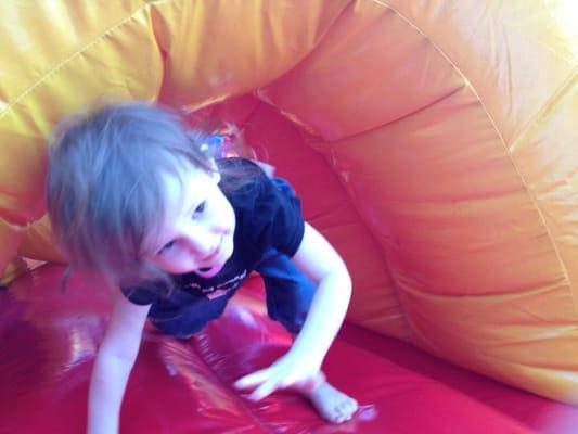 Fia on the bounce house sets