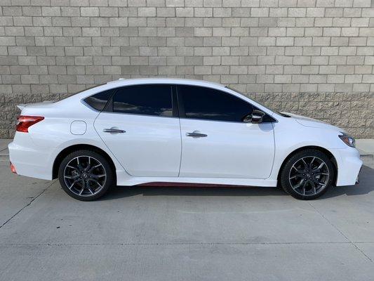 2019 Nissan Sentra with 5% Ceramic Lifetime Warranty film. Lancaster CA