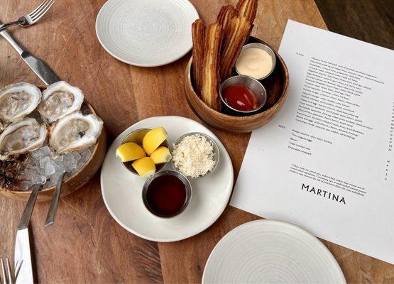 Oysters and potato churros!