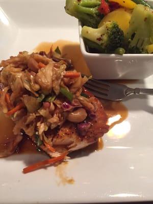 Salmon topped with Asian Slaw