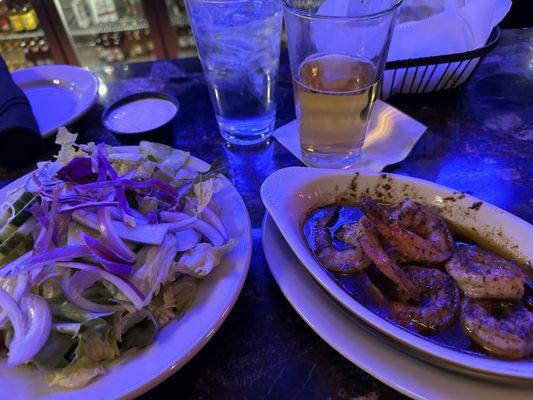 Bbq shrimp & salad