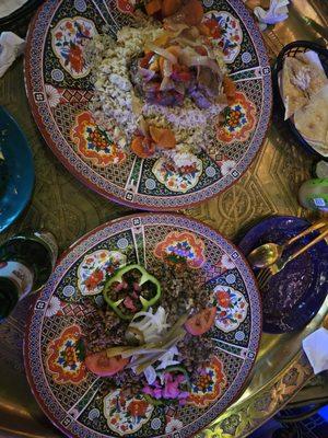 Lamb tagine and lentil dish