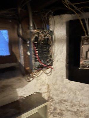 Damaged electrical panel.