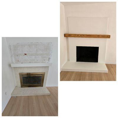 Stucco  in fireplace