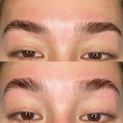 Brow Lamination helps unruly brows