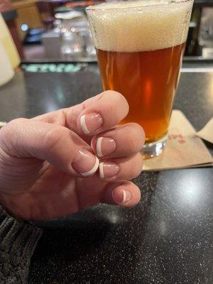 French manicure and a beer - okay Saturday night.