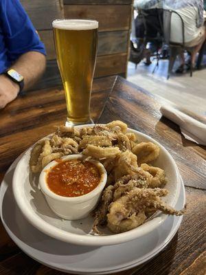 Delicious calamari and cold Intracoastal dragon point.