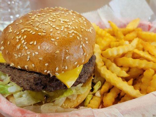 Cheese burger and fries