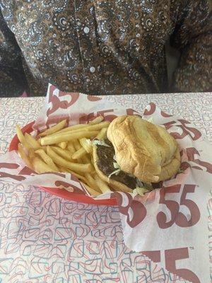 Burger basket and fries