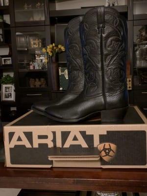 Mom's new boots, and a pic of her in them with that snazzy black dress. :-)