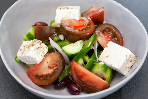 Greek - Kumato tomatoes, Persian cucumbers, olives, shallots, imported Greek feta -   #foodisfuel #yum #foodie