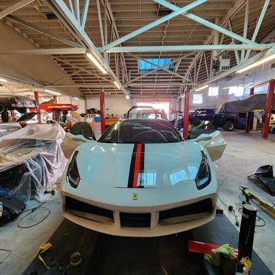 Ferrari 488 gtb 20% ceramic on sides
50% windshield 
Vinyl stripes