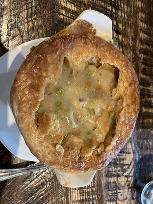 The chicken pot pie inside view