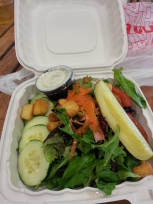 Mixed green salad with ranch