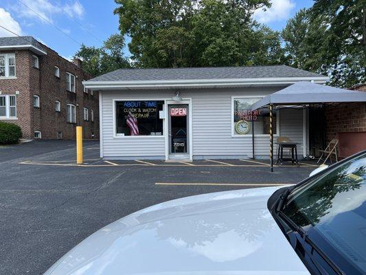 Storefront with a few parking spaces