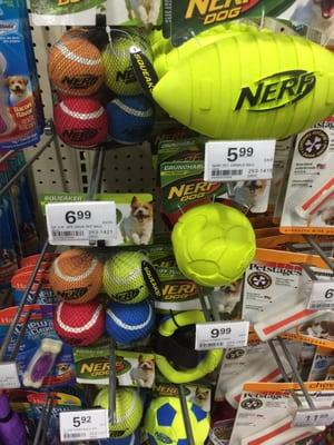 Nerf brand squeaky balls!