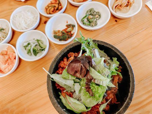 Spicy pork hot stone Bibimbap