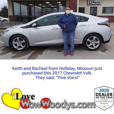 Keith and Racheal were super stoked about purchasing this 2017 Chevrolet Volt. Congratulations!