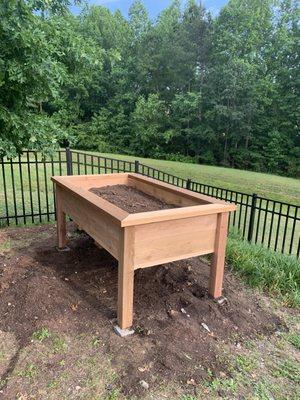 Raised garden bed built with the Cedar!